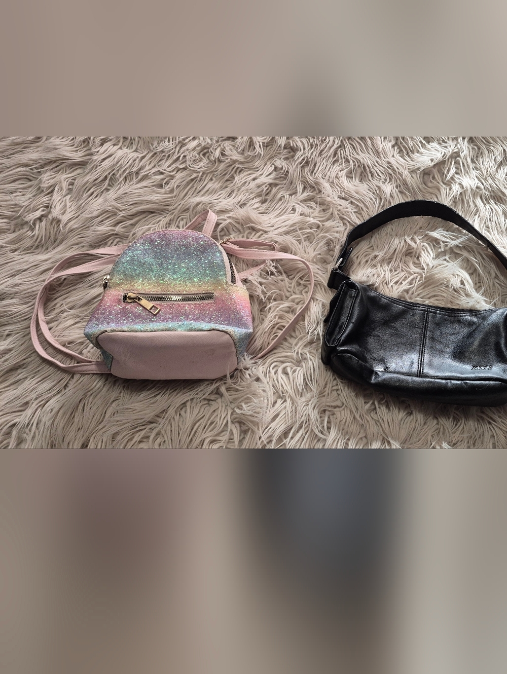 Pink Glitter Mini Backpack & Small Hand Bag